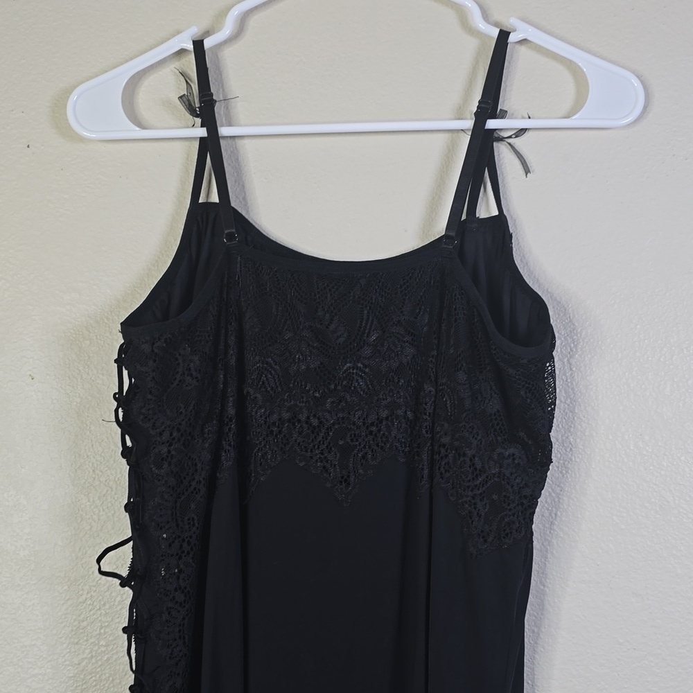 Rhonda Shear Maxi Gown alegant Black Whimsigoth Lace Dress Open Slid 1X. - Picture 8 of 11